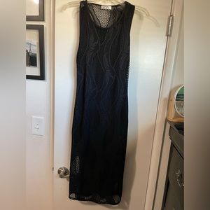 Black midi lace dress